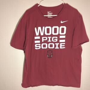 Nike XXL Arkansas Razorbacks Woo Pig Sooie T-Shirt Red Athletic Cut NCAA